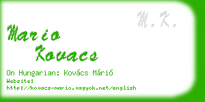 mario kovacs business card